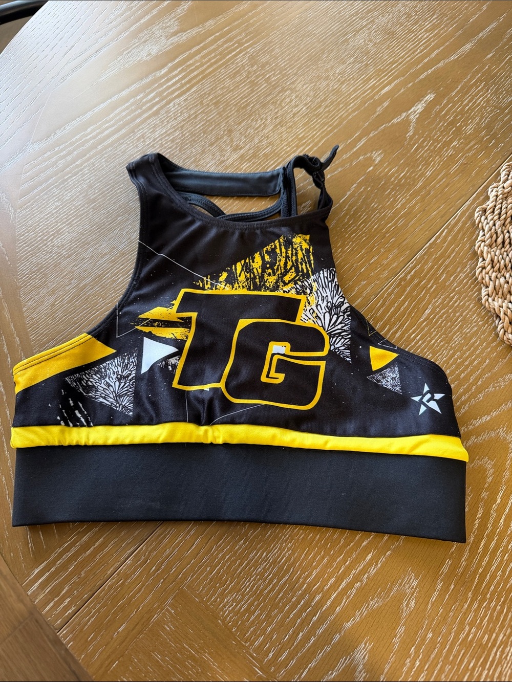Black & Yellow Crop Sports Bra with TG Logo